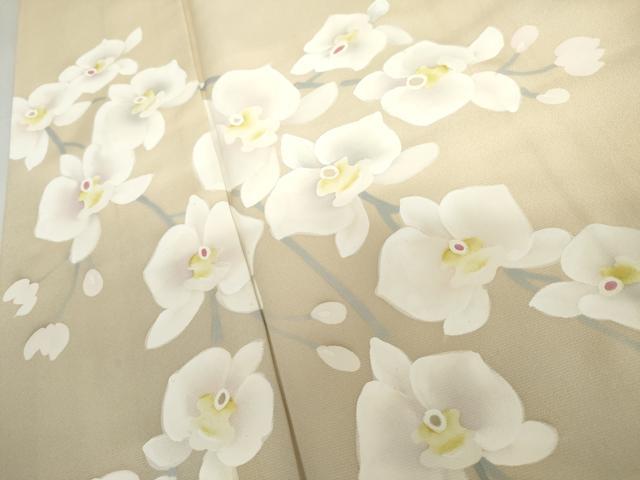 平和屋着物●訪問着　手描き　胡蝶蘭　暈し染め　ロング丈　正絹　逸品　AABH7126cs