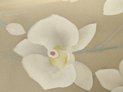 平和屋着物●訪問着　手描き　胡蝶蘭　暈し染め　ロング丈　正絹　逸品　AABH7126cs