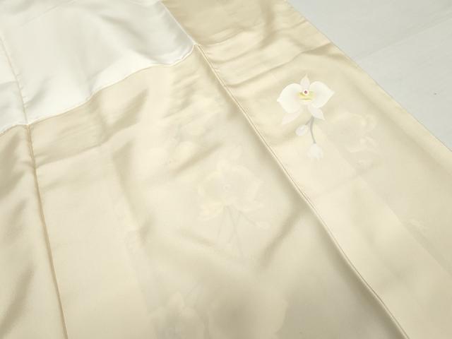 平和屋着物●訪問着　手描き　胡蝶蘭　暈し染め　ロング丈　正絹　逸品　AABH7126cs