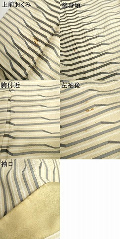 平和屋着物●世界的友禅作家　千地泰弘　花織　小紋　変わり横段文　金彩　正絹　逸品　AABH7130cs
