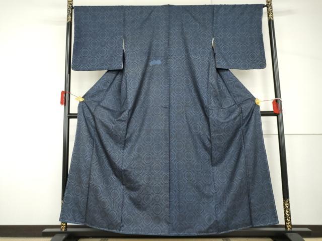 平和屋着物●本場大島紬　割り込み絣　菱格子　正絹　逸品　AABH7136cs