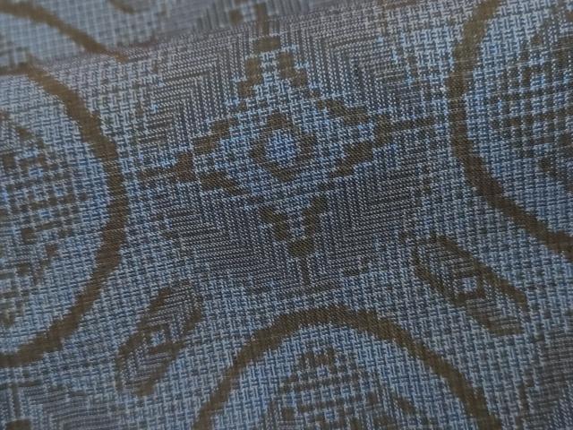 平和屋着物●本場大島紬　割り込み絣　菱格子　正絹　逸品　AABH7136cs