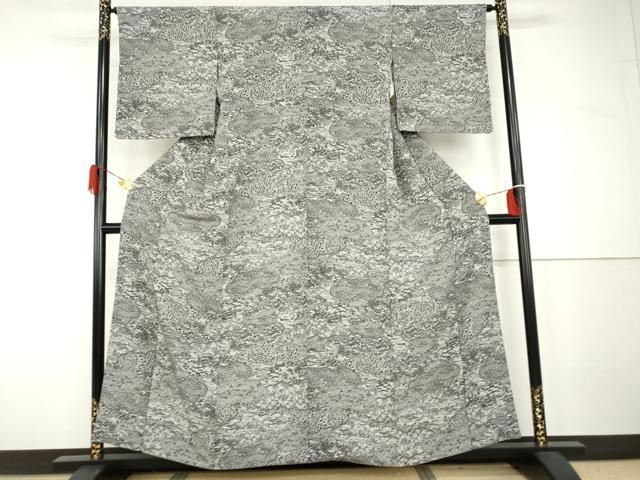 平和屋着物●上質な小紋　風景草花文　正絹　逸品　AABH7138cs