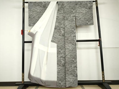 平和屋着物●上質な小紋　風景草花文　正絹　逸品　AABH7138cs