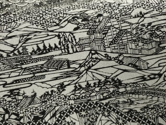 平和屋着物●上質な小紋　風景草花文　正絹　逸品　AABH7138cs