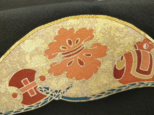 平和屋着物●創業460年・千總　黒留袖　駒刺繍　双鶴吉祥松文　金彩　正絹　逸品　AABH7139cs