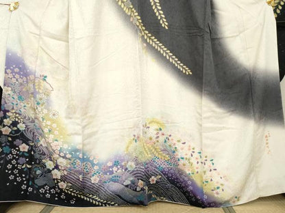 平和屋着物●巧芸師　福田秋吉　振袖　絞り　辻が花　暈し染め　金彩　金通し地　正絹　逸品　AABH7140cs