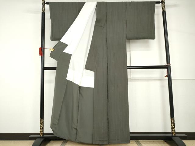 平和屋着物●上質な色無地　短冊花地紋　青鈍色　正絹　逸品　AABH7142cs 平和屋着物○上質な色無地 短冊花地紋 青鈍色 正絹 逸品 AABH7142csの