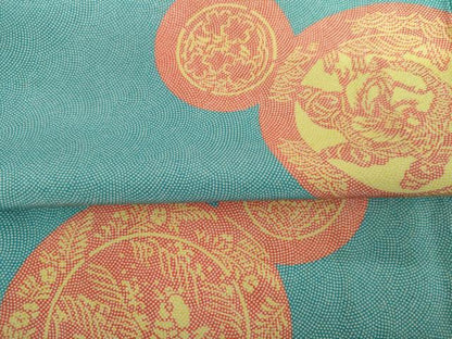 平和屋着物●江戸小紋　鮫小紋柄　鳳凰花絵皿文　正絹　逸品　AABH7145cs