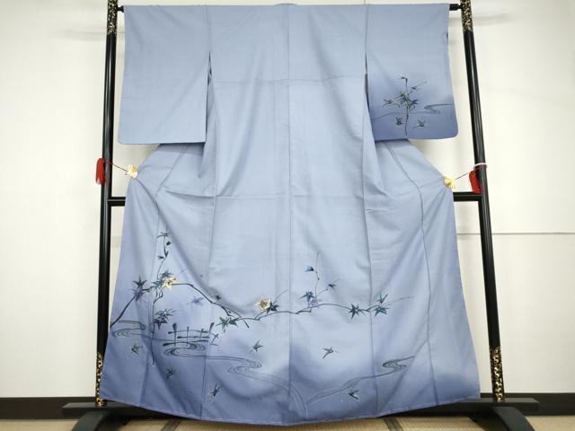 平和屋着物●訪問着　竜田川　暈し染め　金糸　金彩　洗える着物　未使用　AABH7151cs