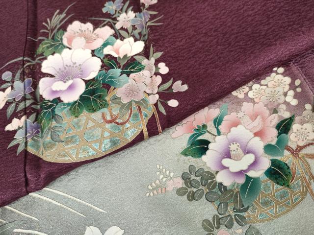 平和屋着物●訪問着　流水花篭文　暈し染め　銀彩　さが美扱い　正絹　逸品　AABH7156cs