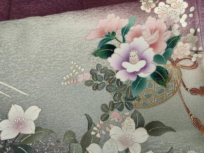 平和屋着物●訪問着　流水花篭文　暈し染め　銀彩　さが美扱い　正絹　逸品　AABH7156cs