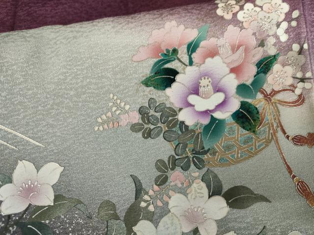 平和屋着物●訪問着　流水花篭文　暈し染め　銀彩　さが美扱い　正絹　逸品　AABH7156cs