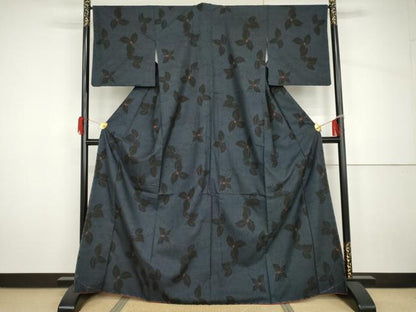 平和屋着物●本場大島紬　一元絣　枝葉文　正絹　逸品　未使用　AABH7157cs