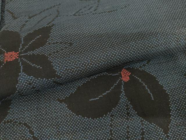 平和屋着物●本場大島紬　一元絣　枝葉文　正絹　逸品　未使用　AABH7157cs