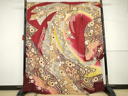 平和屋着物●豪華振袖　作家物　辻が花　暈し染め　金彩　金通し地　正絹　逸品　AABH7158cs
