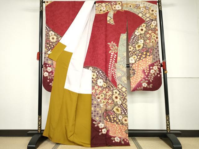 平和屋着物●豪華振袖　作家物　辻が花　暈し染め　金彩　金通し地　正絹　逸品　AABH7158cs
