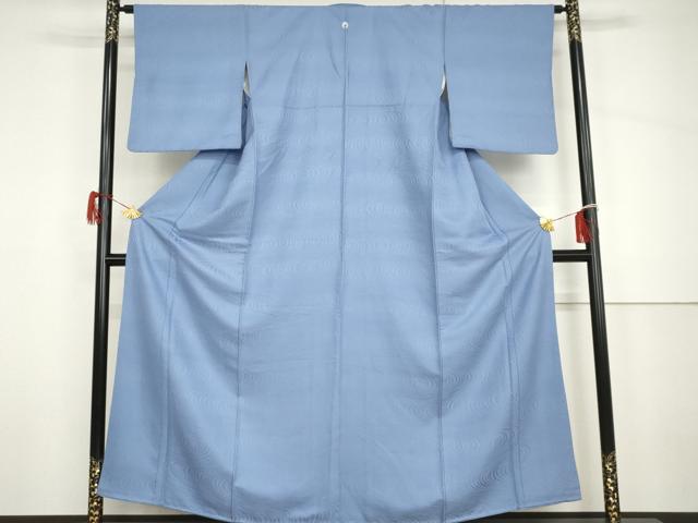 平和屋着物●上質な色無地　流水地紋　青藤色　正絹　逸品　AABH7163cs