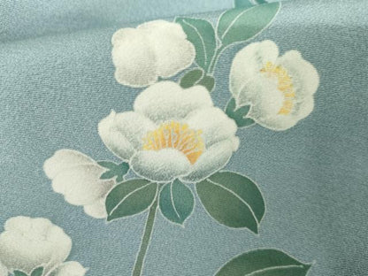 平和屋着物●京加賀糸目友禅作家　山崎巌　訪問着　枝花文　正絹　逸品　AABH7164cs