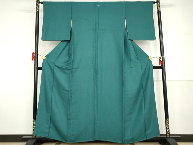 平和屋着物●上質な色無地　紋意匠　納戸色　正絹　逸品　AABH7165cs