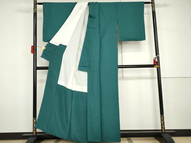 平和屋着物●上質な色無地　紋意匠　納戸色　正絹　逸品　AABH7165cs