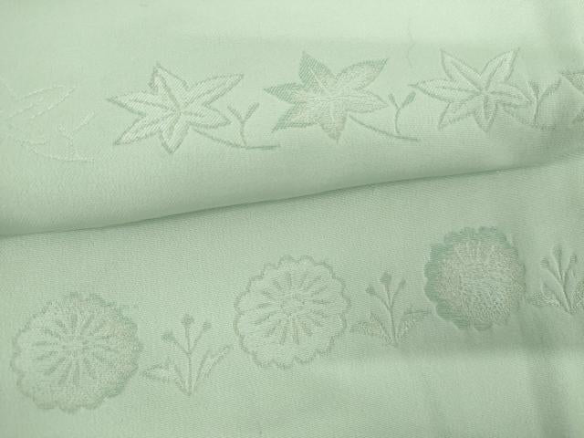 平和屋着物●上質な色無地　草花地紋　青磁鼠色　正絹　逸品　AABH7168cs 平和屋着物○上質な色無地 草花地紋 青磁鼠色 正絹 逸品 AABH7168cs