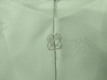 平和屋着物●上質な色無地　草花地紋　青磁鼠色　正絹　逸品　AABH7168cs