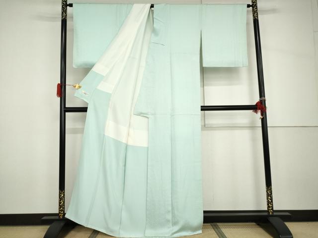 平和屋着物●上質な色無地　紗綾形地紋　千草鼠色　やまと誂製　正絹　逸品　AABH7169cs
