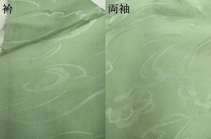 平和屋着物●上質な色無地　立波地紋　山葵色　正絹　逸品　未使用　AABH7170cs