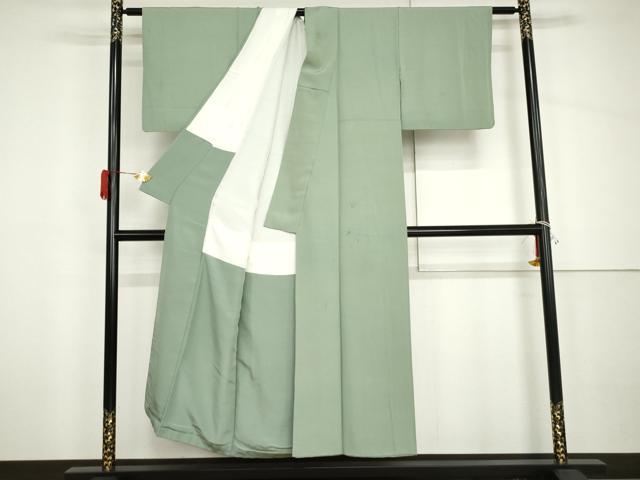 平和屋着物●上質な色無地　作家物　清鳳　幻の染　青磁鼠色　正絹　逸品　AABH7190cs