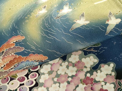 平和屋着物●豪華黒留袖　友禅　作家物　飛鳥梅風景花文　暈し染め　やまと誂製　正絹　逸品　AABH7193cs