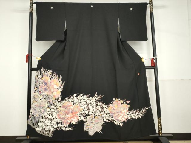 平和屋着物●本加賀友禅作家　白坂幸蔵　黒留袖　風景梅文　正絹　逸品　AABH7194cs
