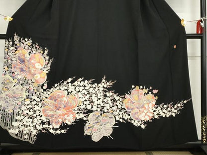 平和屋着物●本加賀友禅作家　白坂幸蔵　黒留袖　風景梅文　正絹　逸品　AABH7194cs