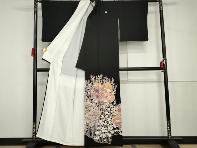 平和屋着物●本加賀友禅作家　白坂幸蔵　黒留袖　風景梅文　正絹　逸品　AABH7194cs