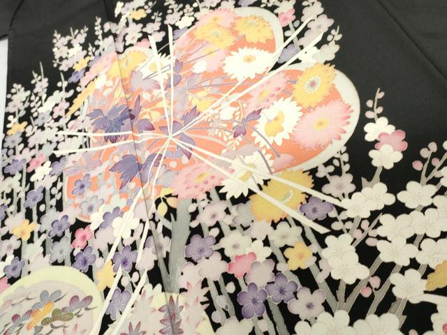平和屋着物●本加賀友禅作家　白坂幸蔵　黒留袖　風景梅文　正絹　逸品　AABH7194cs