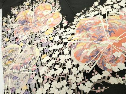 平和屋着物●本加賀友禅作家　白坂幸蔵　黒留袖　風景梅文　正絹　逸品　AABH7194cs