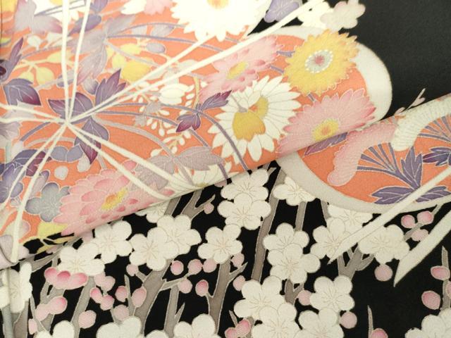 平和屋着物●本加賀友禅作家　白坂幸蔵　黒留袖　風景梅文　正絹　逸品　AABH7194cs