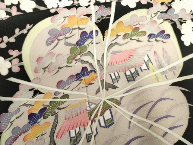 平和屋着物●本加賀友禅作家　白坂幸蔵　黒留袖　風景梅文　正絹　逸品　AABH7194cs