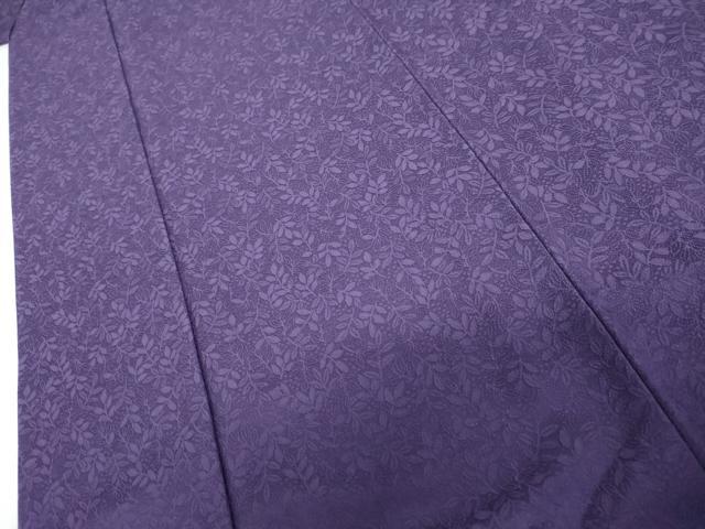 平和屋着物●上質な色無地　南天枝葉地紋　菖蒲色　正絹　逸品　AABH7195cs