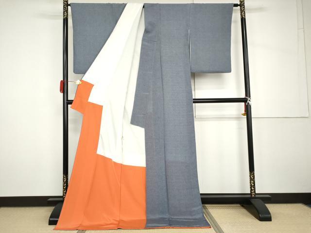 平和屋着物●江戸小紋　鮫小紋柄　ロング丈　正絹　逸品　AABH7197cs