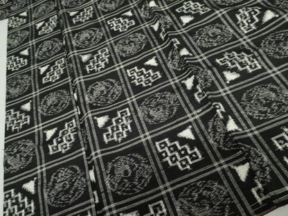 平和屋着物●上質な紬　格子　黒地　正絹　逸品　AABH7198cs