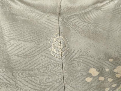 平和屋着物●アンティーク　大正ロマン　訪問着　友禅　駒刺繍　枝菊　金彩　正絹　逸品　AABH7200cs