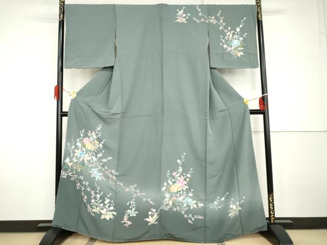 平和屋着物●訪問着　友禅　枝花文　暈し染め　正絹　逸品　未使用　AABH7203cs