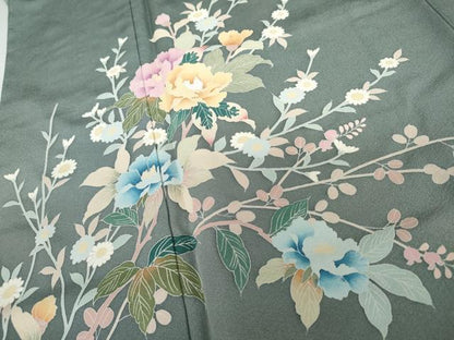 平和屋着物●訪問着　友禅　枝花文　暈し染め　正絹　逸品　未使用　AABH7203cs