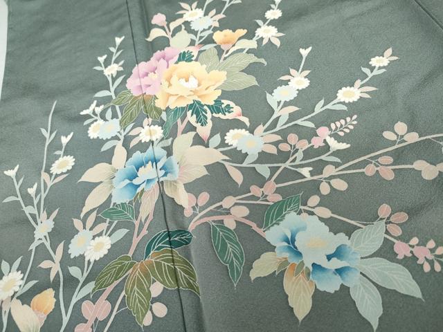 平和屋着物●訪問着　友禅　枝花文　暈し染め　正絹　逸品　未使用　AABH7203cs