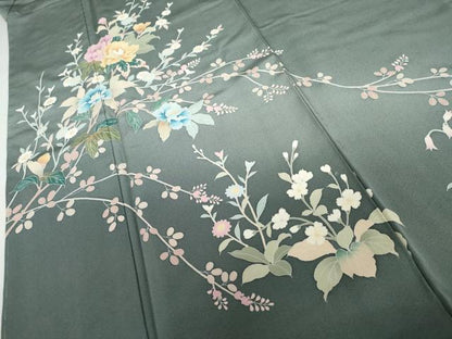 平和屋着物●訪問着　友禅　枝花文　暈し染め　正絹　逸品　未使用　AABH7203cs