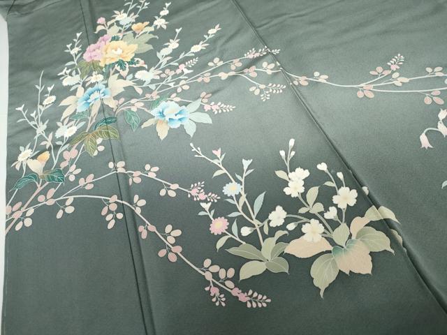 平和屋着物●訪問着　友禅　枝花文　暈し染め　正絹　逸品　未使用　AABH7203cs