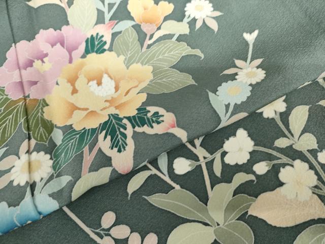 平和屋着物●訪問着　友禅　枝花文　暈し染め　正絹　逸品　未使用　AABH7203cs