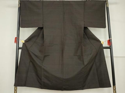 平和屋着物●男性　紬　色無地　赤墨色　正絹　逸品　AABH7204cs