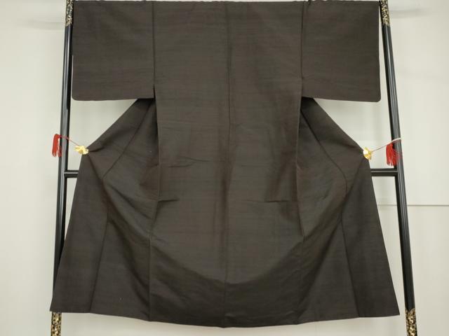 平和屋着物●男性　紬　色無地　赤墨色　正絹　逸品　AABH7204cs
